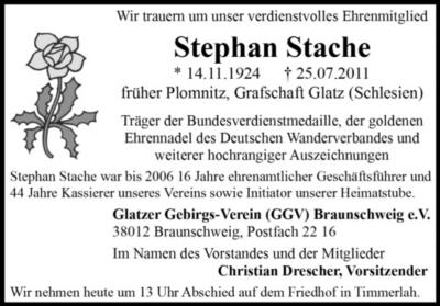 Traueranzeige für Stephan Stache
